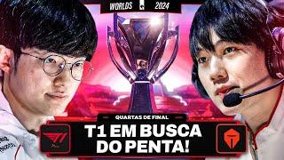 TES x T1: A BUSCA PELO PENTA MUNDIAL DA T1 - RESUMO WORLDS PLAYOFFS