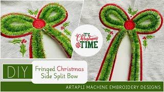 DIY Christmas Embroidery: Fringed Side Split Bow Applique