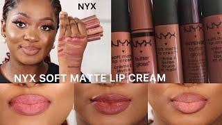 NYX SOFT MATTE LIP CREAM FOR DARK SKIN | NYX PROFESSIONAL MAKEUP | TRY ON.