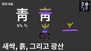 새싹, 흙, 그리고 광산 | 그림으로 한자공부 [푸를 청] | 어이없는 한자