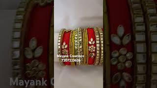 Silk Thread Red and golden colour bangles #trending #bangles #viralvideo #jewellery #shorts #short