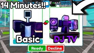 OMG!! DJ TV MAN in 14 Minutes!!  BASIC to DJ TV MAN!! Toilet Tower Defense |EP 72 PART 1 (Roblox)