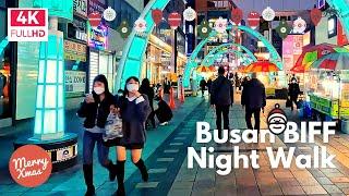 【4K HD】Busan Night Walk at BIFF Square Checking out Korean Street Food | 부산 남포동 BIFF 광장