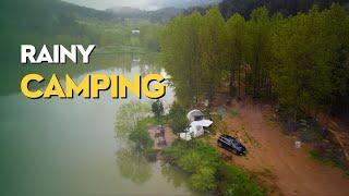 Camping in The Rain - Relax in The Forest Lake With Friends - Cooking Dinner - Sound of Nature