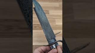 Feather Damascus D-Guard Bowie with Stag by David Lisch, M.S.