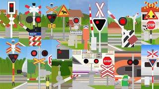 【踏切アニメ】ヨーロッパのふみきりがいろんな場所でカンカンEuropean Railroad crossings on various places!!