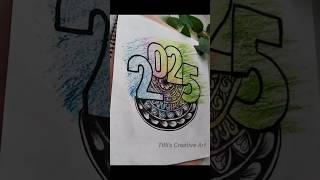 New year greetings card cover page art #2025 #art #shortsvideo #newyear #drawing #viralvideo #diy