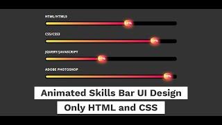 Animated Skill Bar UI Design Using HTML and CSS | Skill Bar Animation | Progress Bar Animation