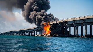 1 minutes ago! Crimean Bridge destroyed by Ukrainian F-16 airstrike!