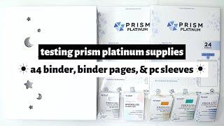  testing prism platinum supplies ︎ a4 binder, binder pages, & pc sleeves 