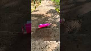 Rolling colorfull bottle on the stair  #asmr #crushingsoftthings #crushingcrunchythings