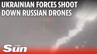 Ukrainian air defences shoot down Russian drones at night