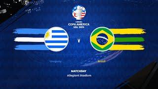 Uruguay vs Brazil | 2024 Copa América | Quarter-Final | Allegiant Stadium | PES 2021