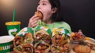 SUB[광고]써브웨이 샌드위치 3종 먹방  사이드로 웨지감자, 스프, 쿠키까지 ! 리얼사운드 Subway Sandwich Mukbang ASMR