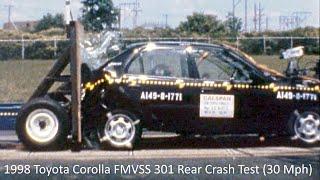 1998-2002 Toyota Corolla / Chevrolet Prizm FMVSS 301 Rear Crash Test (Full Overlap - 30 Mph)