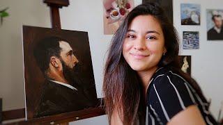 Oil Painting of Claude Monet, Master Copy by John Singer Sargent ‍️ Paint With Me | Cozy Art Vlog