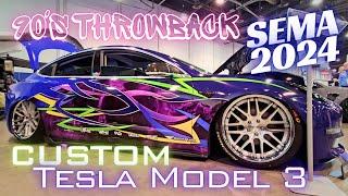 90's Throwback Wrap - CUSTOM Tesla Model 3 at SEMA 2024