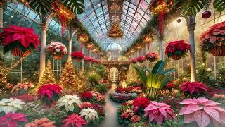 Enchanting Christmas Conservatory | Magical Greenhouse with Stunning Poinsettias and Holiday Decor