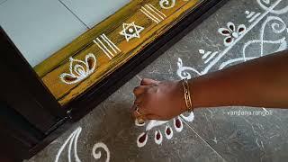 Easy border rangoli designs | Sravanamasam muggulu | Friday kolam | Lotus rangoli | Door rangoli