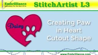 Create a Heart in Paw Design using StitchArtist L3