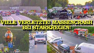 +++ MASSENCRASH BEI STARKREGEN AUF A2 +++ SCHWERES UNWETTER FORDERT VIELE VERLETZTE | GROSSEINSATZ