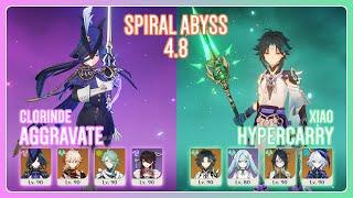 C2 Clorinde Aggravate & C6 Xiao Hypercarry | Spiral Abyss 4.8 | Genshin Impact