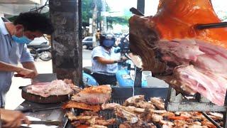 Phnom Penh Street Food, Juicy Roast Pork, Fried Rice @ Fried Noodles, Khmer Food