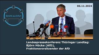 Vor der Thüringer Landtagssitzung: Björn Höcke (AfD) steht der Landespressekonferenz Rede & Antwort