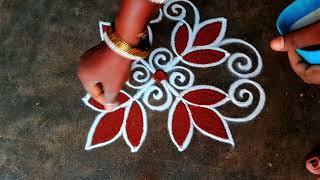 Aadivelli special poo kolam//rangoli designs traditional rangoli easy rangoli padi kolam