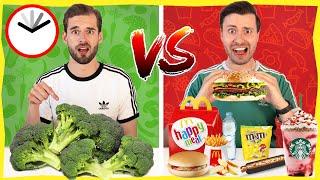 1 DAG GEZOND ETEN VS FASTFOOD ETEN! *Experiment met Gewoon Thomas*