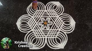 Easy Padi Kolam Design with 5x3 dots | Simple Padi Kolam | Beautiful Rangoli | Padi kolam Muggulu