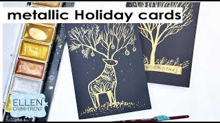 Quick Metallic watercolor Holiday card