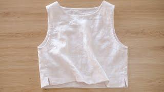 DIY linen crop top with side slits