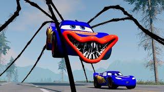 Epic escape from Lightning McQueen Spider Eater, Mack Eater, Mater Eater |BeamNG.Drive