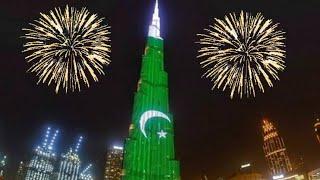 14 Aug 75th year- Dubai Burj Khalifa Lights Up To Show The Pakistani Flag At 75th Independence Day