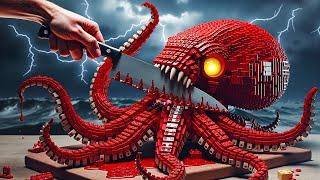 How to Make Pefect Giant OCTOPUS MONSTER Recipe IRL || Lego Cooking Stop Motion vs ASMR