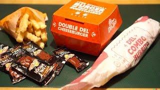 Del Taco - Bacon Double Cheeseburger, Combo Burrito, Crinkle-Cut Fries [Unboxing 4K UHD ASMR Eating]