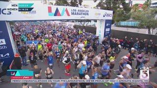 And they're off! L.A. Marathon gets underway at Dodger Stadium