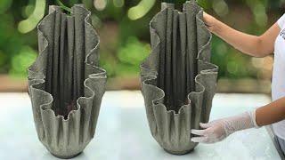 Pot- making techniques from cloth and cement  - ideal for garden decoration