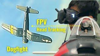 Head Tracking FPV Dogfight E-flite T-28 vs Flightline F4U Corsair