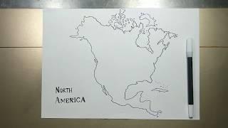 How to draw NORTH AMERICA MAP step by step