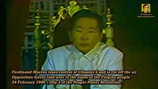 The moment tyrant Ferdinand Marcos is cut off air and loses control of Channel 4 | 24 February 1986