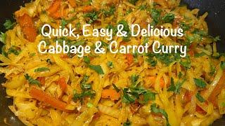 Cabbage Curry Recipe | Cabbage & Carrot Curry | Cabbage Recipe | Vegan Curry | Easy Cabbage Curry