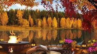 Cozy Autumn Ambience | Autumn Forest & Lake | Relaxing Fireplace 