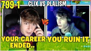 CLIX SHUTS UP *COCKY* PLALISM After He RUINS 800-0 1v1 BUILD Fight Record! (Fortnite)