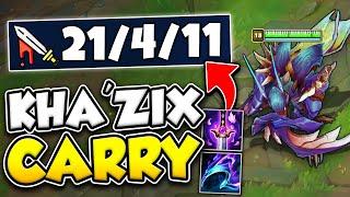 HOW TO 1V9 CARRY GAMES WITH KHA'ZIX JUNGLE! (LITERALLY ONE SHOT WITH Q)