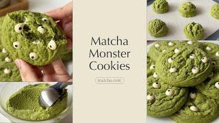 Matcha Monster Cookies | spooky Halloween treat!