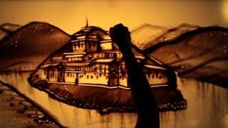 Sand Art for King of Bhutan - песочное шоу для Короля Бутана (рисование песком, песочная анимация)