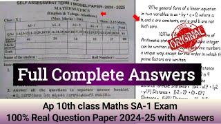 Ap 10th class Mathematics real question paper and answers 2024|10th Sa1 maths paper answer key 2024