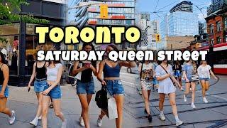 Toronto Saturday Queen Street West Downtown walking Tour Canada 4K